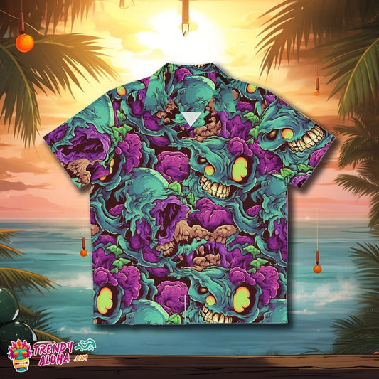 Brain-Feasting Zombie Horror Tropical Aloha Monster Wear Shirt