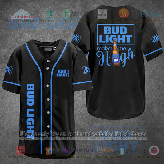 HOT Bud Light Makes Me High black Baseball Jersey Shirt
