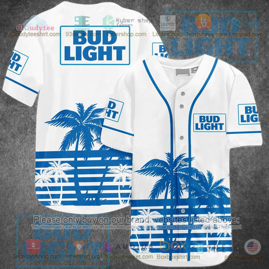 HOT Bud Light Palm Tree white Baseball Jersey Shirt