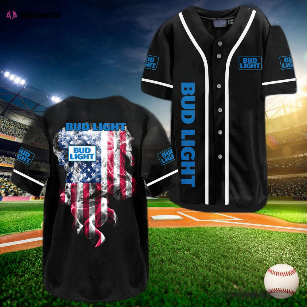 Bud Light Smoke Flag Baseball Jersey – Stylish & Patriotic Apparel