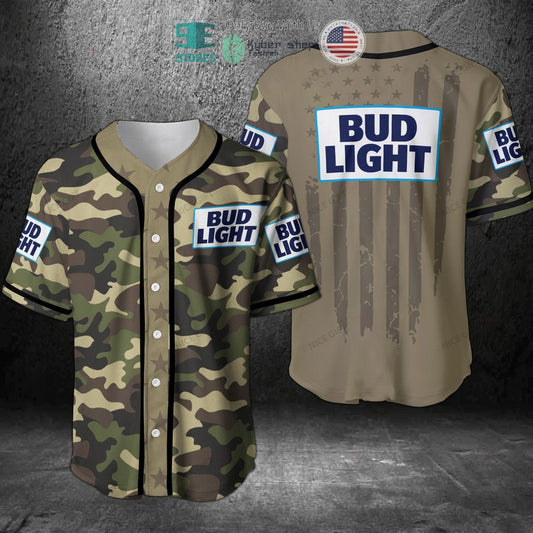 BEST Bud Light United States Flag green camo Baseball Jersey