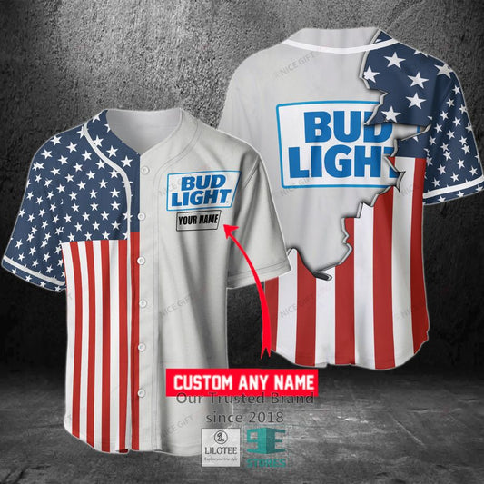 Bud Light Your Name US Flag Baseball Jersey