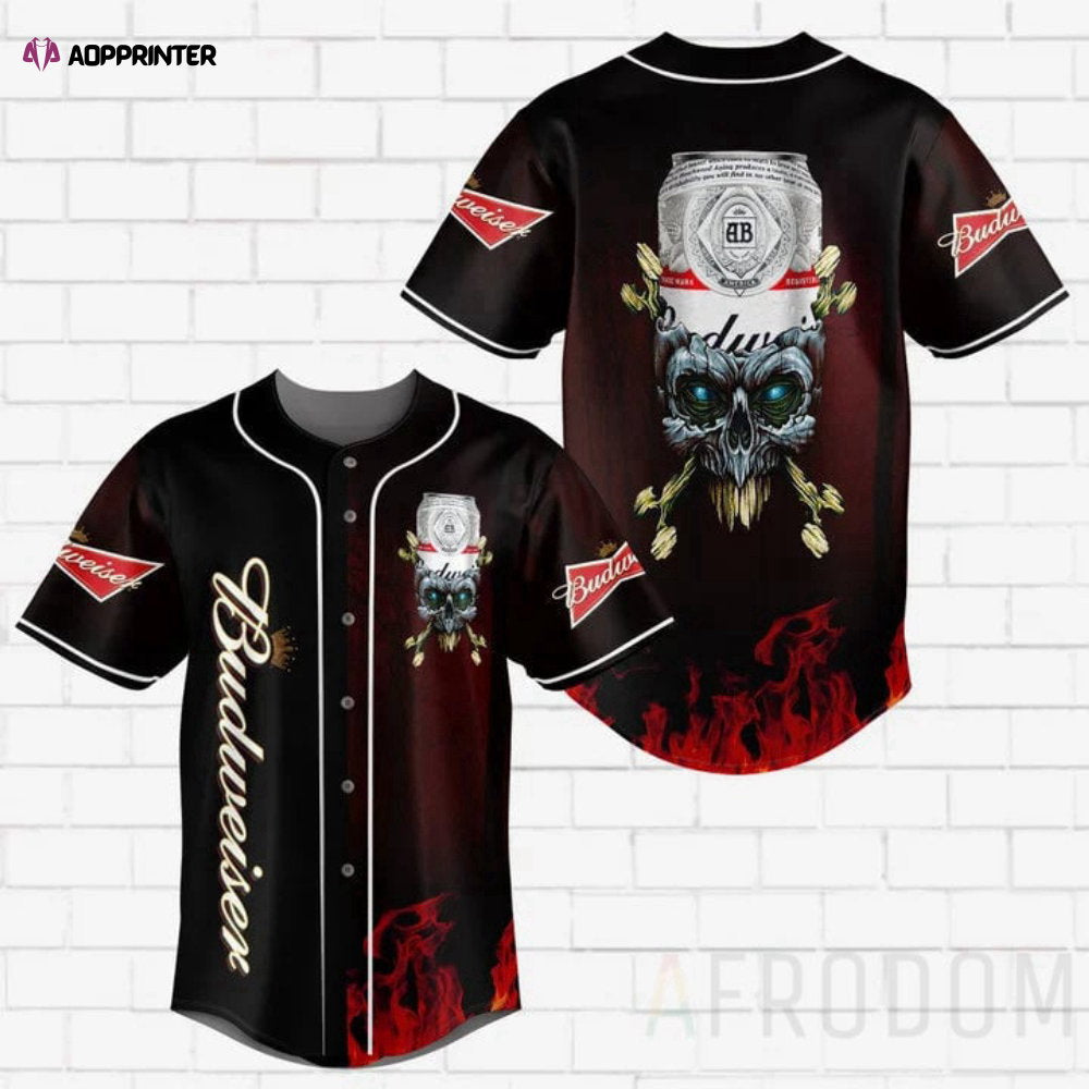 Budweiser Baseball Jersey with Skull Design: Stylish and Unique Statement Piece - Aopprinter