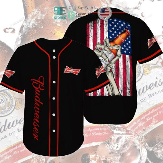 BEST Budweiser United States Flag black Baseball Jersey