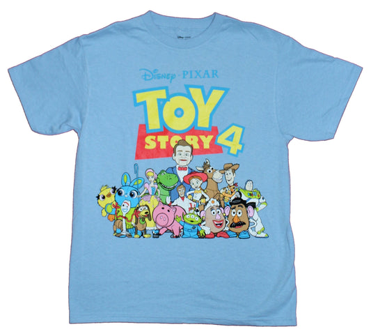 Toy Story 4 Mens T-Shirt - Massive Cast Under Movie Logo Image