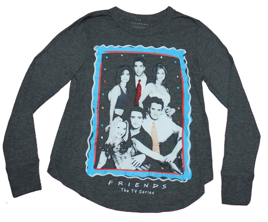 Friends Girls Juniors Long Sleeve Shirt - Blue Framed B & W Photo Image