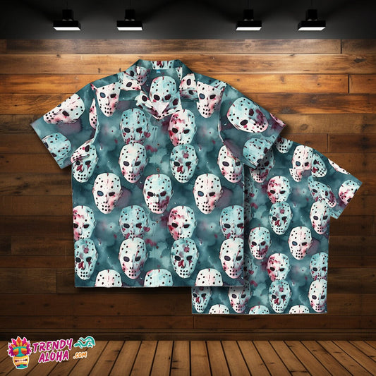 Camp Crystal Lake Jason Voorhees Horror Hawaiian Men's Shirt