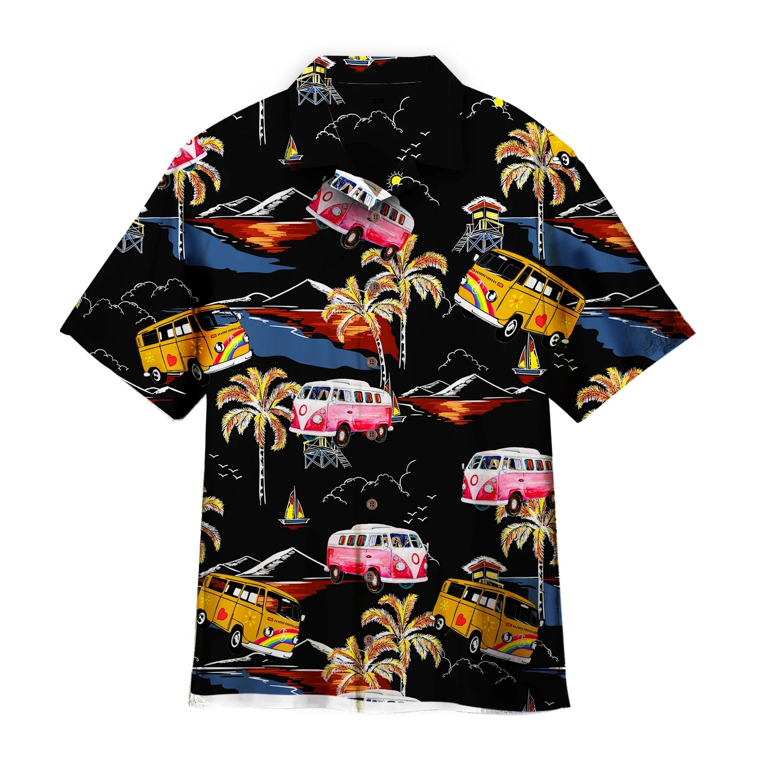 Camping Car Black Trendy Hawaiian Shirt