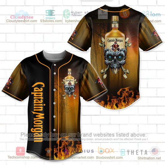 HOT Captain Morgan skull head Baseball Jersey Shirt