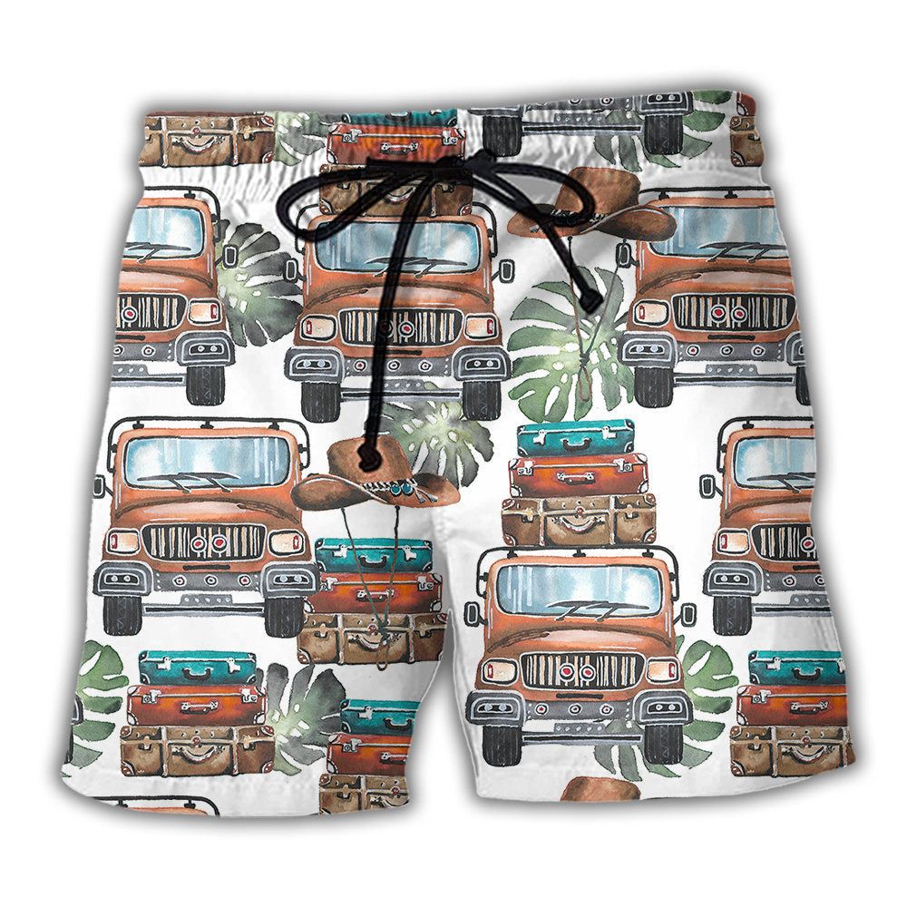 Car And Luggage Style Trendy Aloha Hawaiian Beach Shorts
