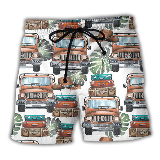 Car And Luggage Style Trendy Aloha Hawaiian Beach Shorts