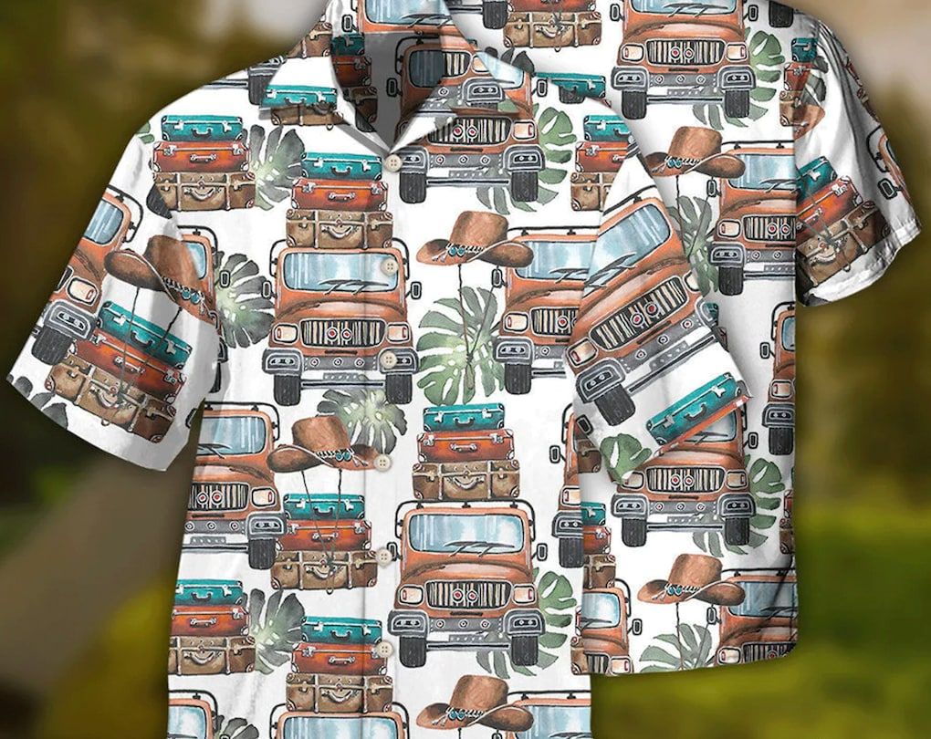 Car And Luggage Tropical Leaf - Trendy Hawaiian Shirt, Beach Party Matching Shirt For Men/Women, Couple Outfit, Meaningful Birthday Presents.