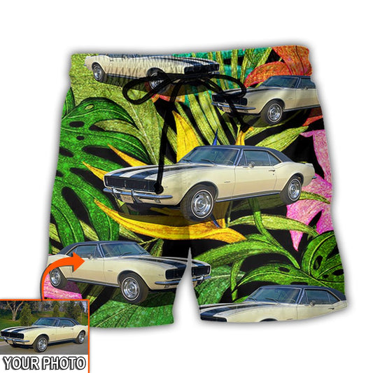 Car Camaro Car Classic Style Tropical Flower Custom Photo Trendy Aloha Hawaiian Beach Shorts