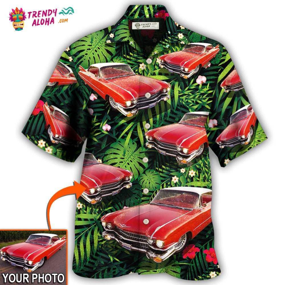 Car Eldorado Car Classic Tropical Flower Custom Photo Hawaiian Shirt - Trendy Aloha