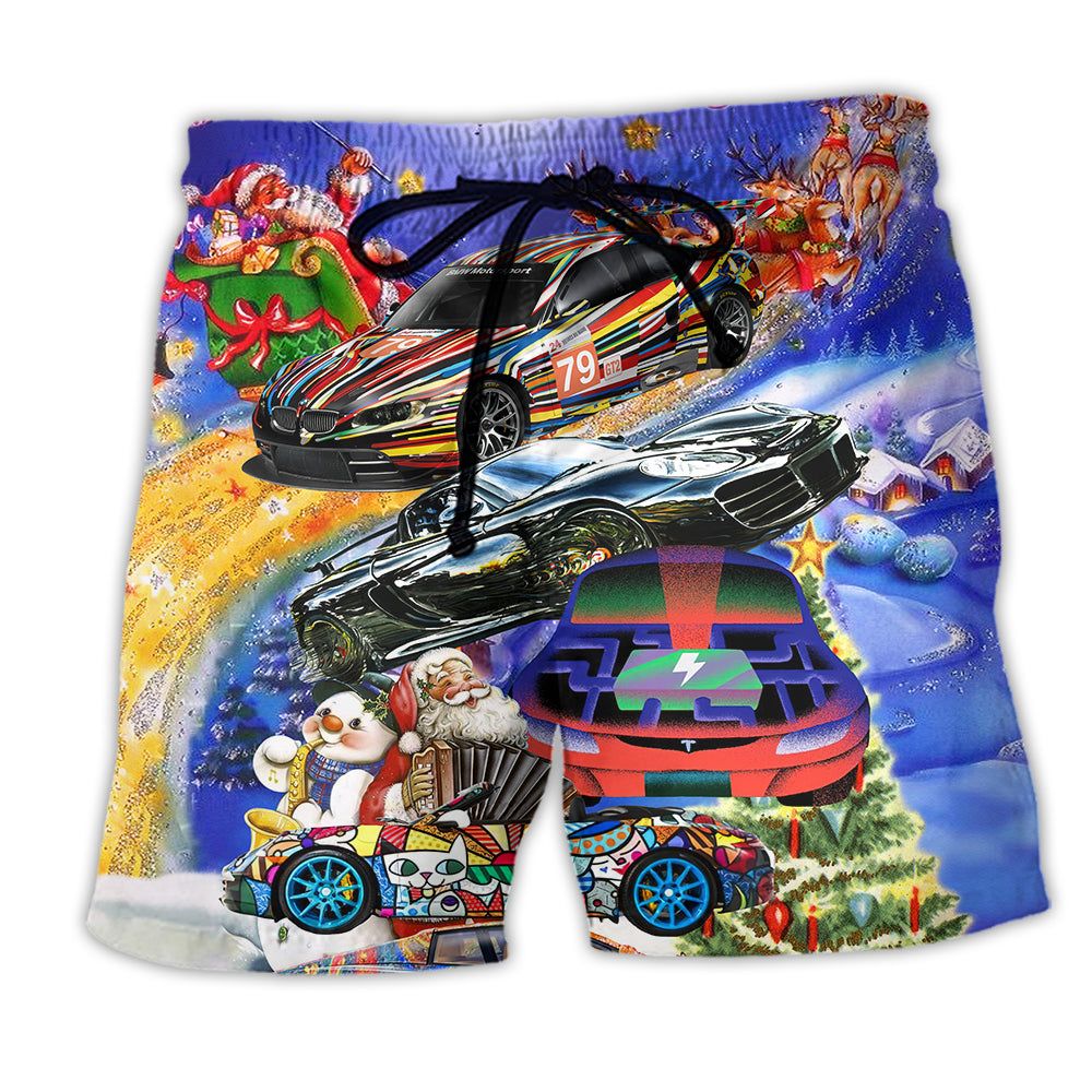 Car Funny For Christmas Merry Christmas Trendy Aloha Hawaiian Beach Shorts