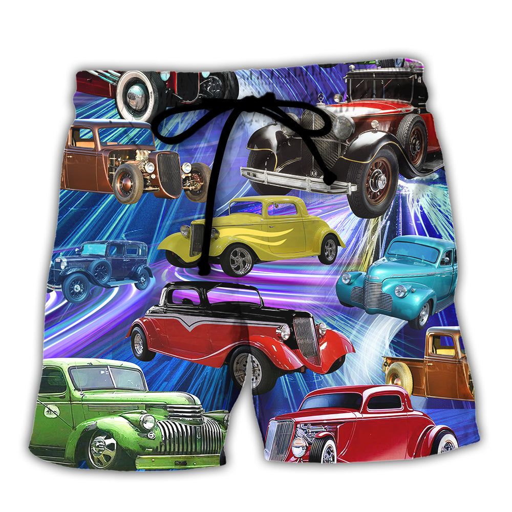 Car Green Red To Dream Stunning Style Trendy Aloha Hawaiian Beach Shorts