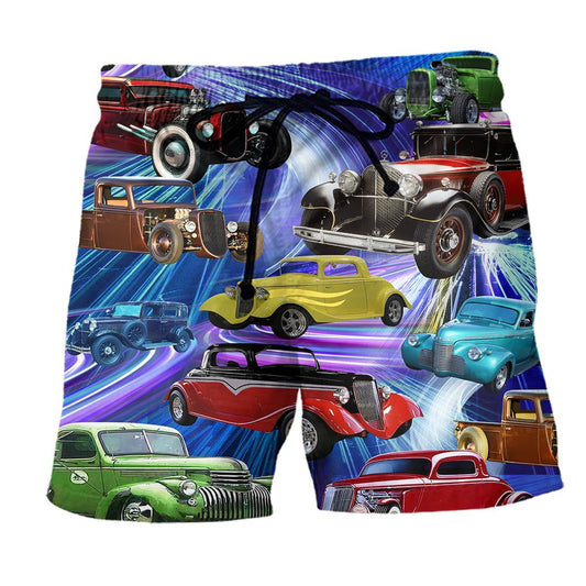 Car Green Red To Dream Trendy Aloha Hawaiian Beach Shorts