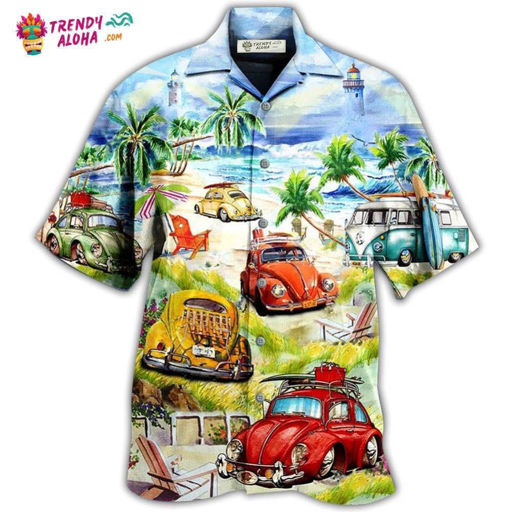 Car Love Beach Cool Style Hawaiian Shirt - Trendy Aloha