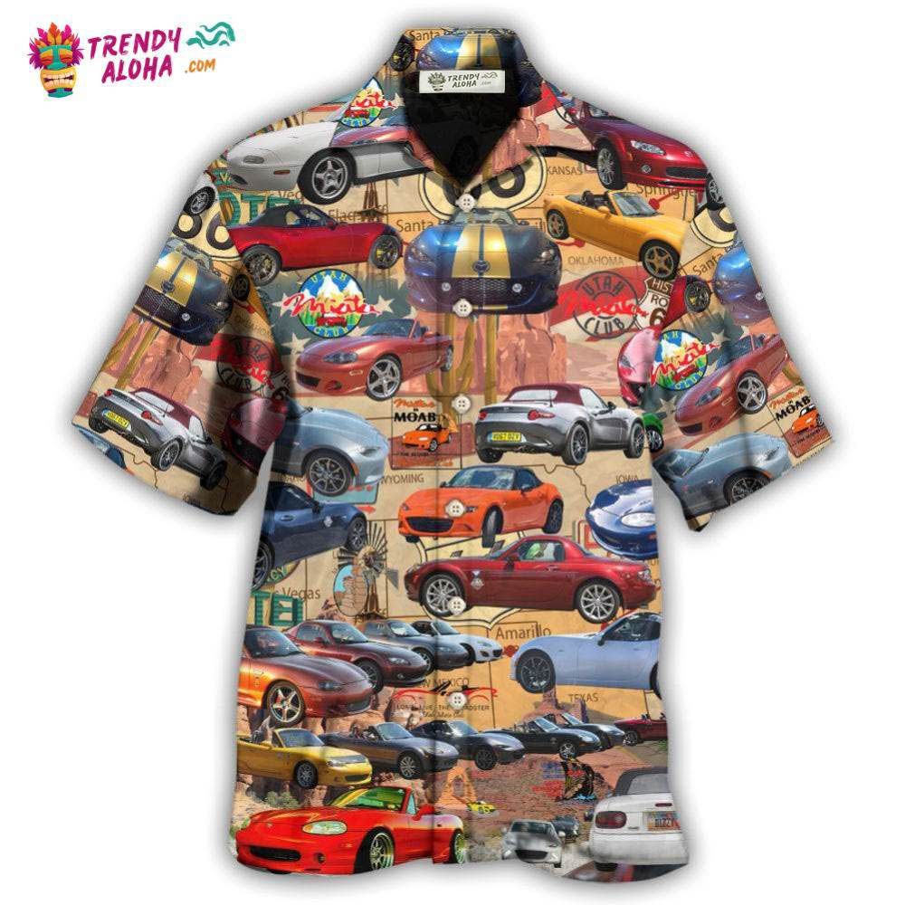 Car Lover Utah Miata Club Route 66 Hawaiian Shirt - Trendy Aloha