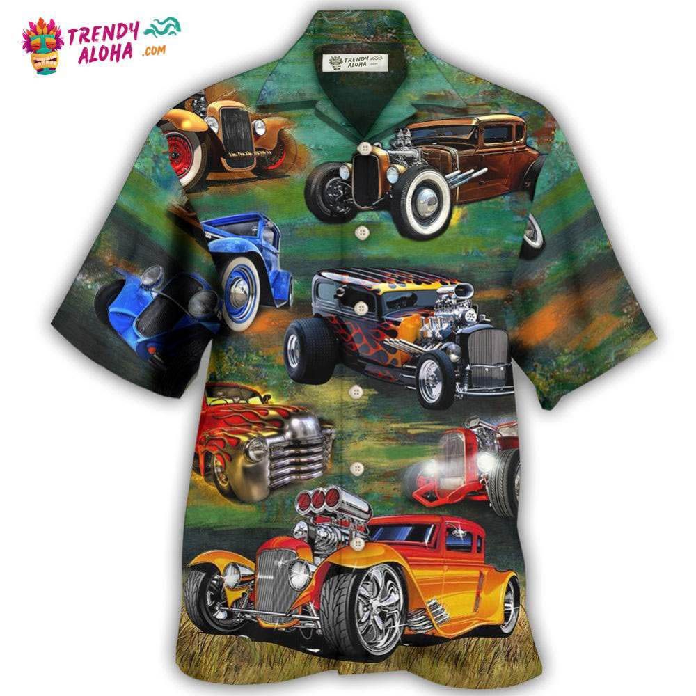 Car Luxury Retro Vintage Style Hawaiian Shirt - Trendy Aloha