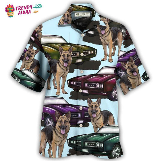 Car Muscle Car And Dog Hawaiian Shirt - Trendy Aloha
