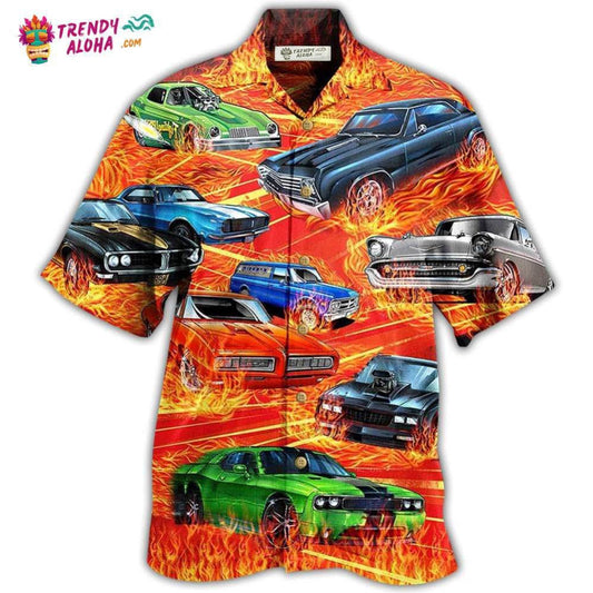 Car On Fire Cool Hawaiian Shirt - Trendy Aloha