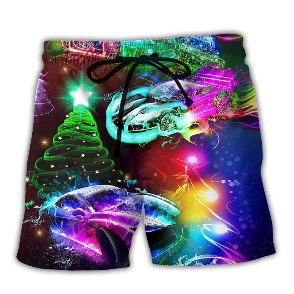 Car Racing Christmas Merry Everything Happy Always Trendy Aloha Hawaiian Beach Shorts