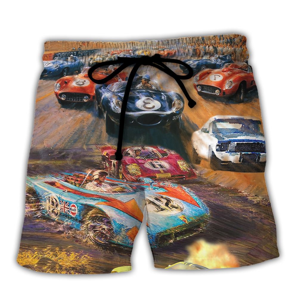 Car Racing Fast Lover Racing Style Trendy Aloha Hawaiian Beach Shorts