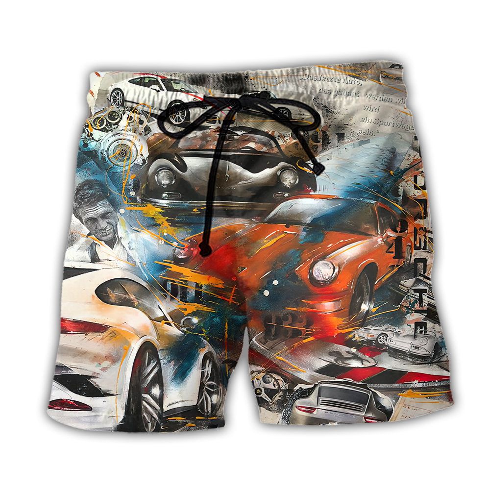 Car Racing Leading The Race Trendy Aloha Hawaiian Beach Shorts