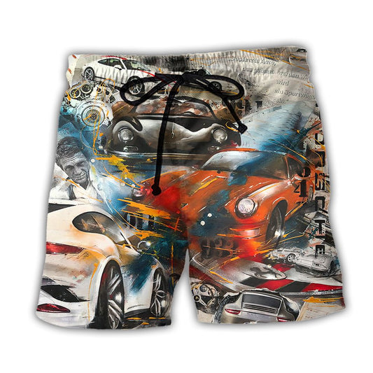 Car Racing Leading The Race Trendy Aloha Hawaiian Beach Shorts