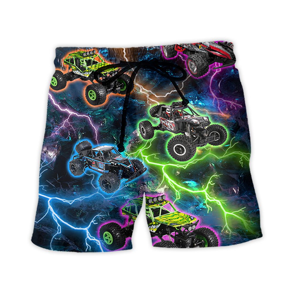 Car Racing Lightning Style Trendy Aloha Hawaiian Beach Shorts