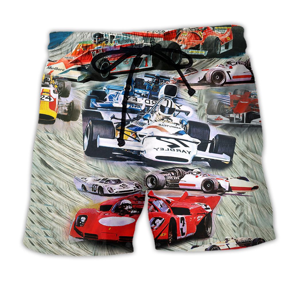 Car Racing So Cool Trendy Aloha Hawaiian Beach Shorts