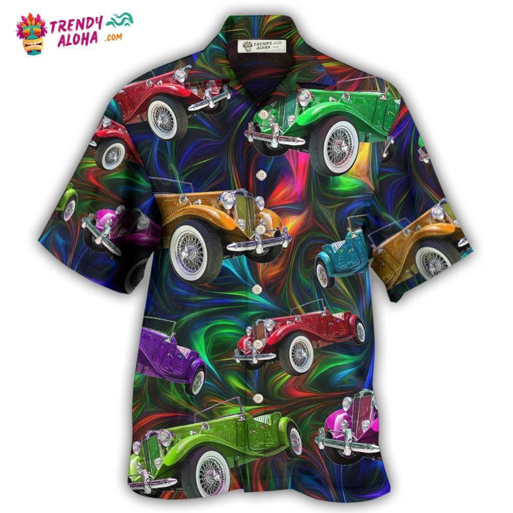 Car Retro Colorful Vibe Hawaiian Shirt - Trendy Aloha