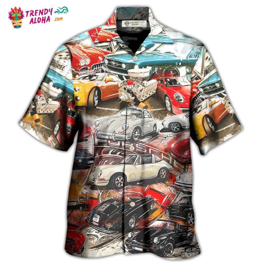 Car Retro Packed Vintage Style Hawaiian Shirt - Trendy Aloha