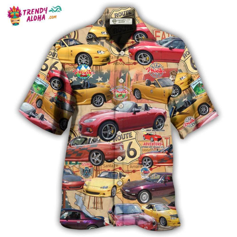 Car Road Route Vintage Style Hawaiian Shirt - Trendy Aloha