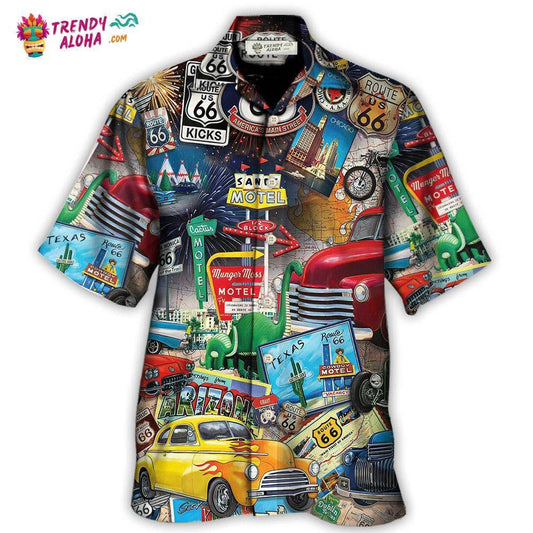 Car Route 66 Road Trip Puzzle Hawaiian Shirt - Trendy Aloha
