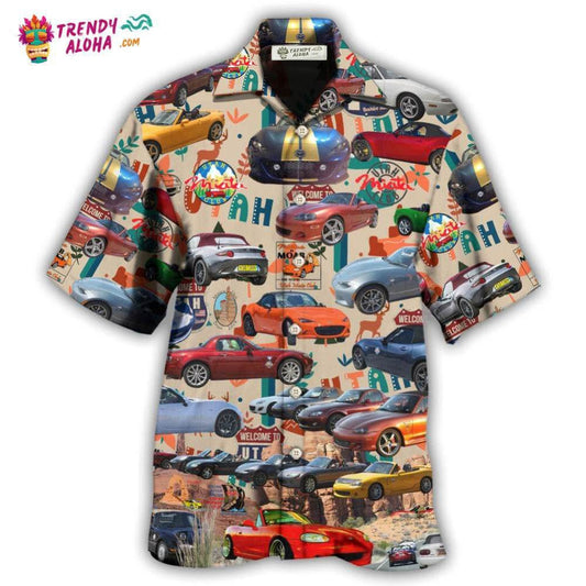 Car Summer Tropical Island Lover Color Hawaiian Shirt - Trendy Aloha