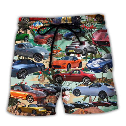 Car Summer Tropical Island Lover Trendy Aloha Hawaiian Beach Shorts