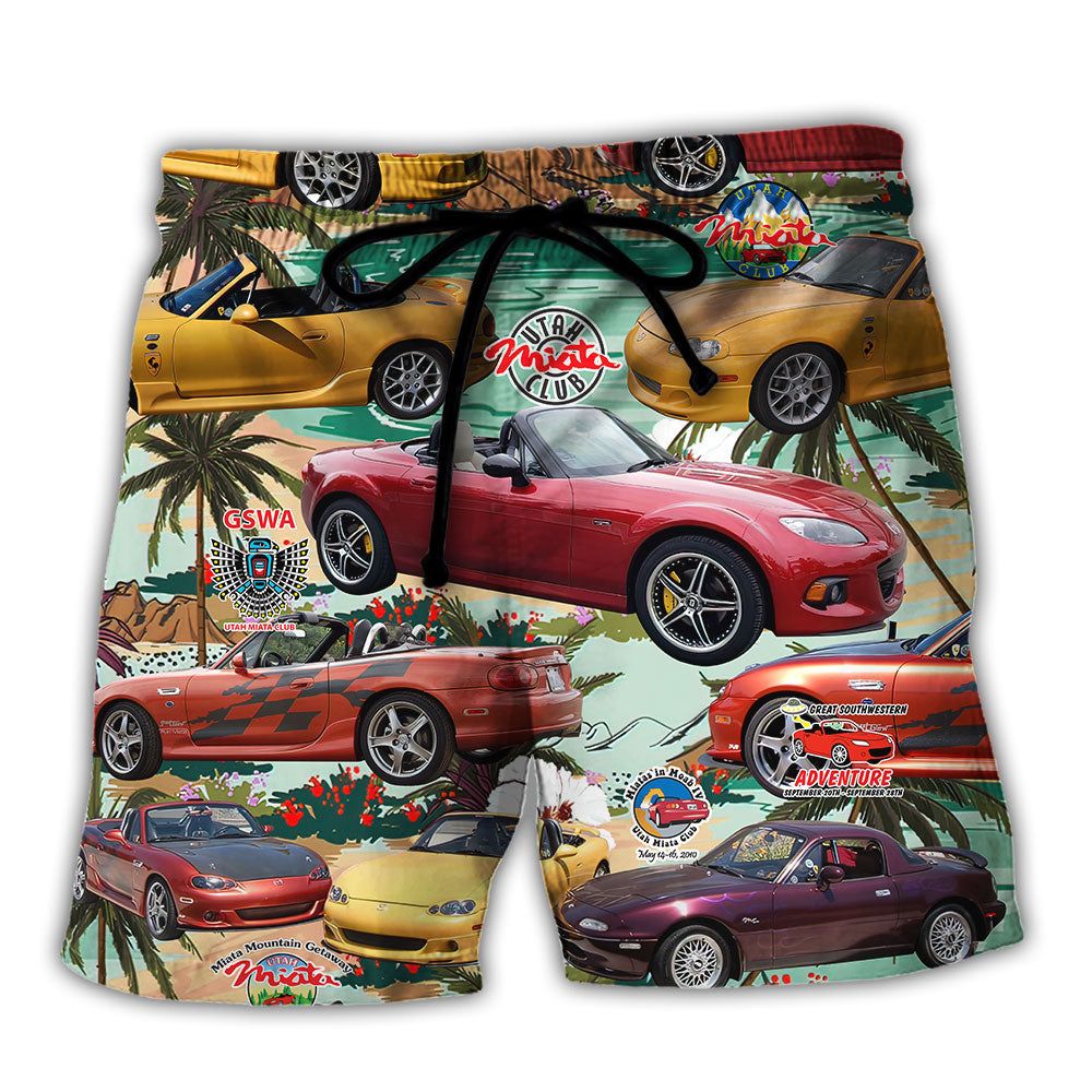 Car Summer Tropical Island Trendy Aloha Hawaiian Beach Shorts