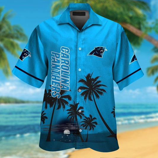 Carolina Panthers Short Sleeve Button Up Tropical Hawaiian Shirt VER06