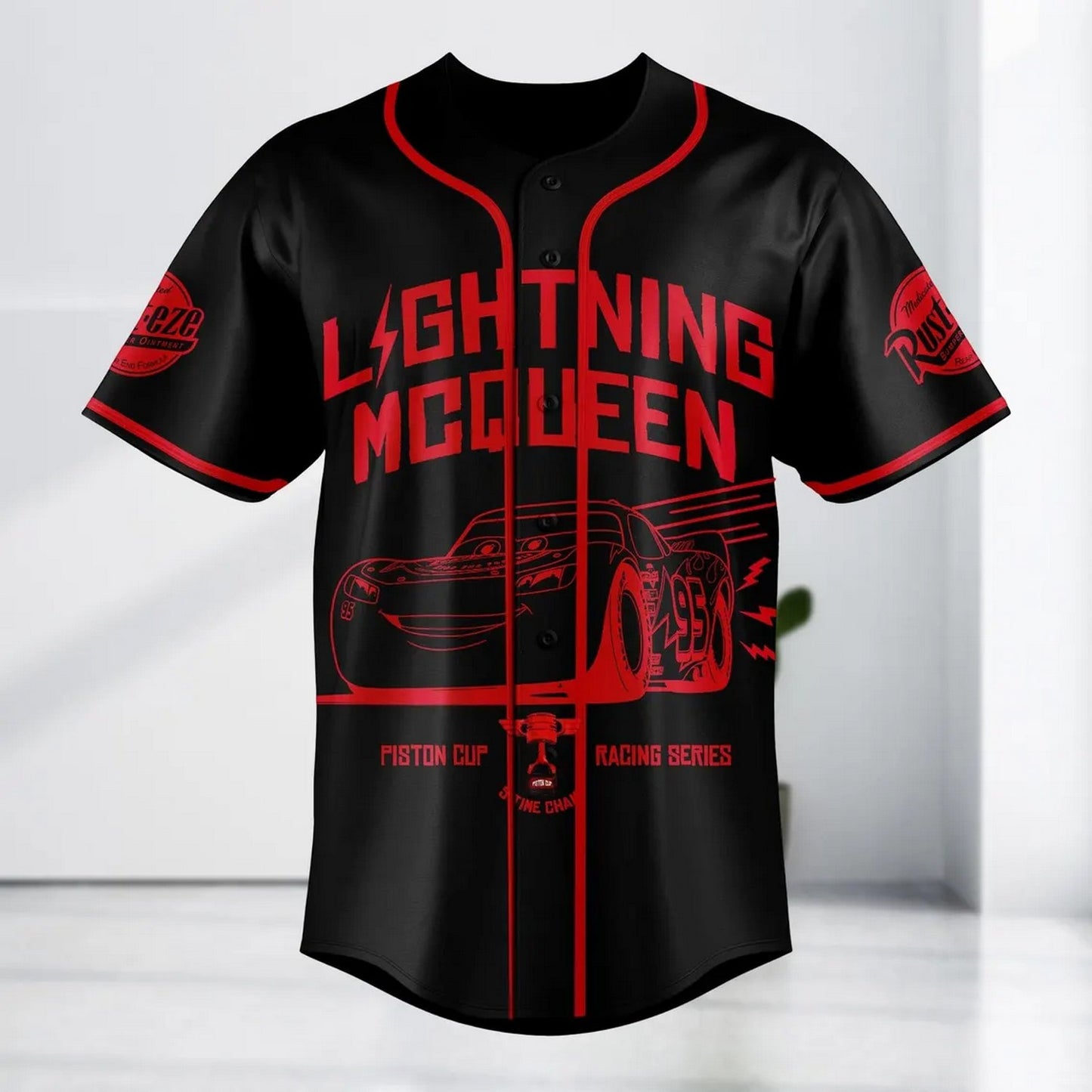 Cars 95 Racing Lightning Mcqueen Black Baseball Jersey