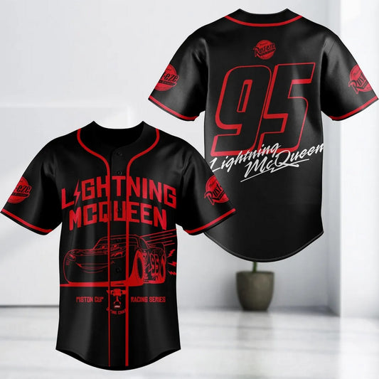 Cars 95 Racing Lightning Mcqueen Black Baseball Jersey
