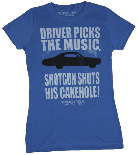 Supernatural Girls Juniors T-Shirt - Driver Picks Music Shotgun Shuts Cakehole