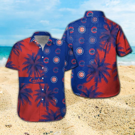 Chicago Cubs Short Sleeve Button Up Tropical Hawaiian Shirt VER09