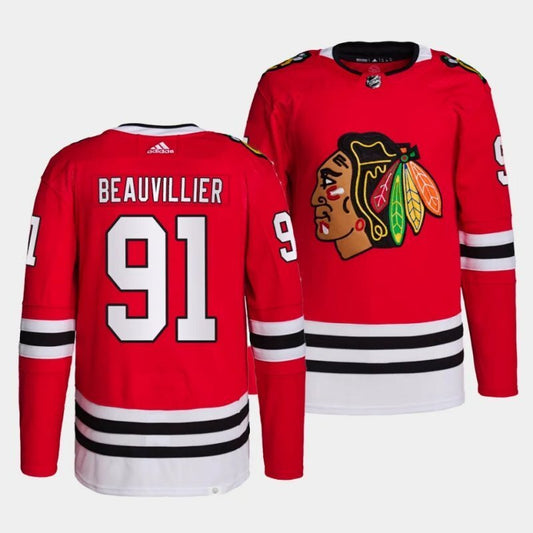 chicago blackhawks #91 anthony beauvillier home red authentic pro primegreen jersey