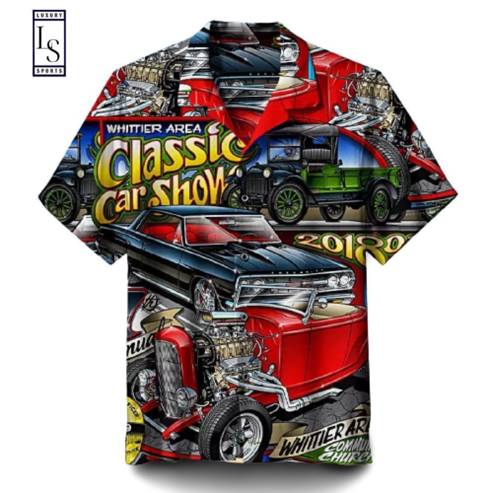 Classic Cars Elegantly Displayed on Hawaiian Shirt