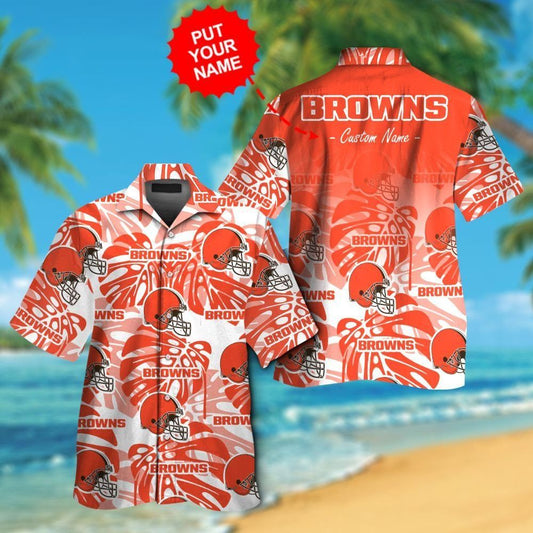 Cleveland Browns Short Sleeve Button Up Tropical Hawaiian Shirt VER022