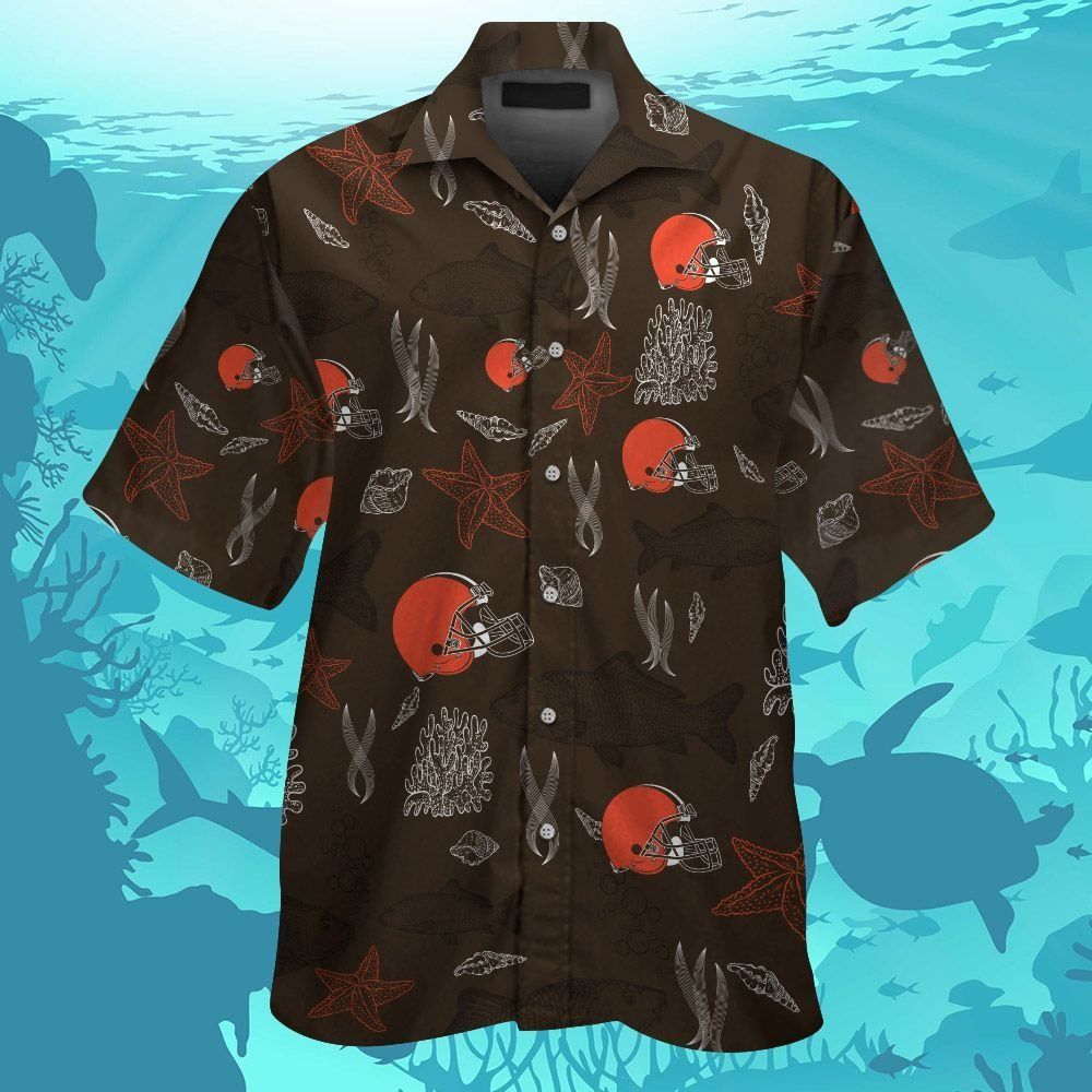 Cleveland Browns Short Sleeve Button Up Tropical Hawaiian Shirt VER027