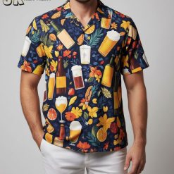 Pina Colada Cocktail Pattern Hawaiian Shirt - Beer & Tropical Drinks Print