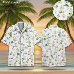 Men's Cocktail Hawaiian Shirt - Tropical Drinks Pattern Short Sleeve Button Down Summer Shirt